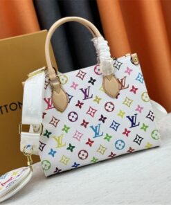Louis Vuitton X TM Multicolored Onthego PM In White