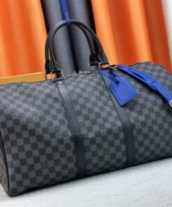 Alternative view of Louis Vuitton Damier Graphite Canvas Keepall Bandouliere 50 In Indigo Blue
