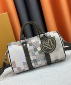 Louis Vuitton Damoflage Canvas Keepall Bandouliere 25 In Khaki