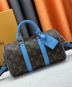 Louis Vuitton Monogram Macassar Canvas Keepall Bandouliere 25 In Gaston Blue