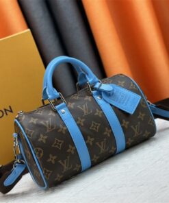 Alternative view of Louis Vuitton Monogram Macassar Canvas Keepall Bandouliere 25 In Gaston Blue