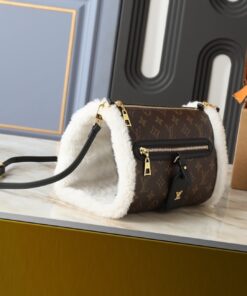 LV Replica Monogram Shearling Canvas Teddy Mitt Bag M26853
