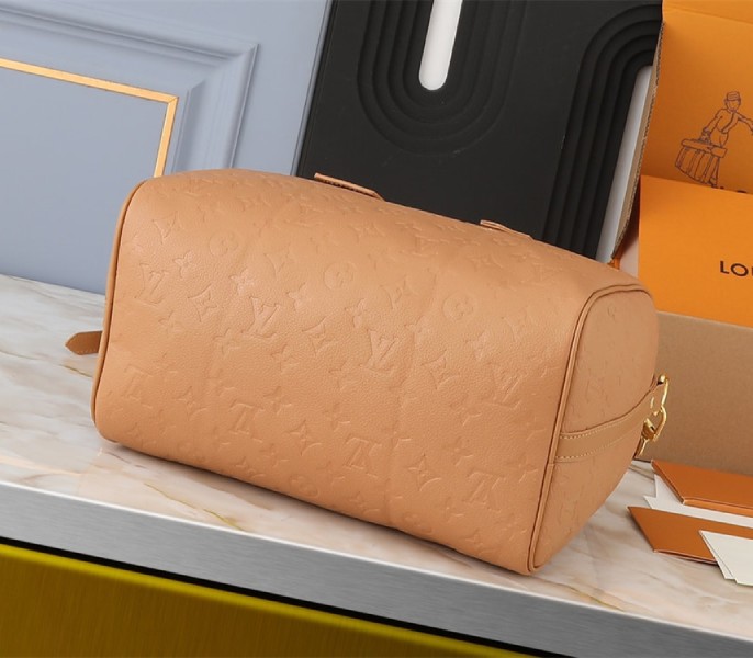 Louis Vuitton Monogram Empreinte Speedy Soft 30 Handbag In Arizona Beige - Image 3