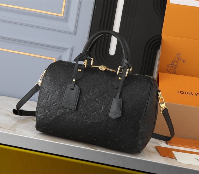 Louis Vuitton Monogram Empreinte Speedy Soft 30 Handbag In Black