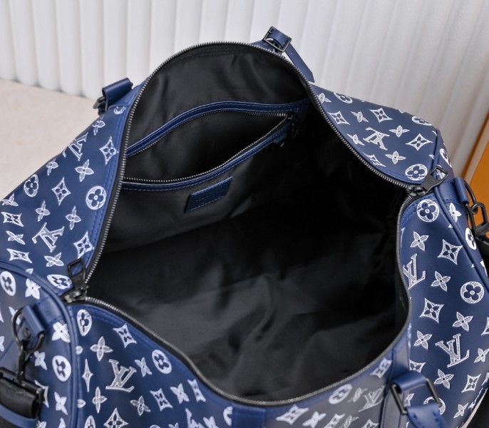 Monogram Shadow Keepall Bandouliere 50 In Navy Blue - Image 5