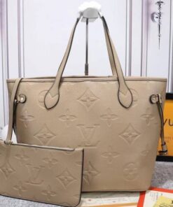 Louis Vuitton Monogram Empreinte Neverfull MM Tote In Beige