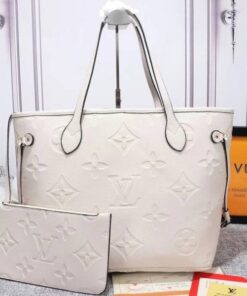 Louis Vuitton Monogram Empreinte Neverfull MM Tote In Cream