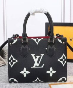 Louis Vuitton Bicolor Monogram Empreinte Leather Onthego PM Bag In Black And Beige