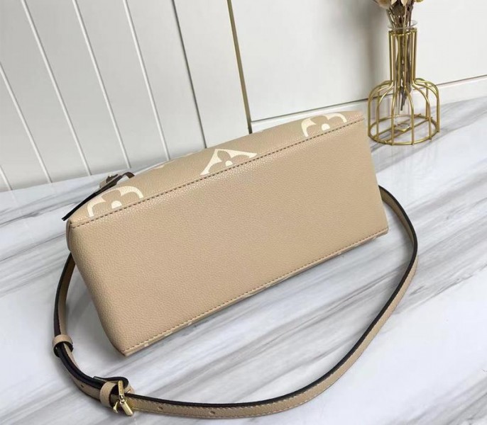 Louis Vuitton Bicolor Monogram Empreinte Leather Petit Palais Handbag In Tourterelle Gray And Cream - Image 4