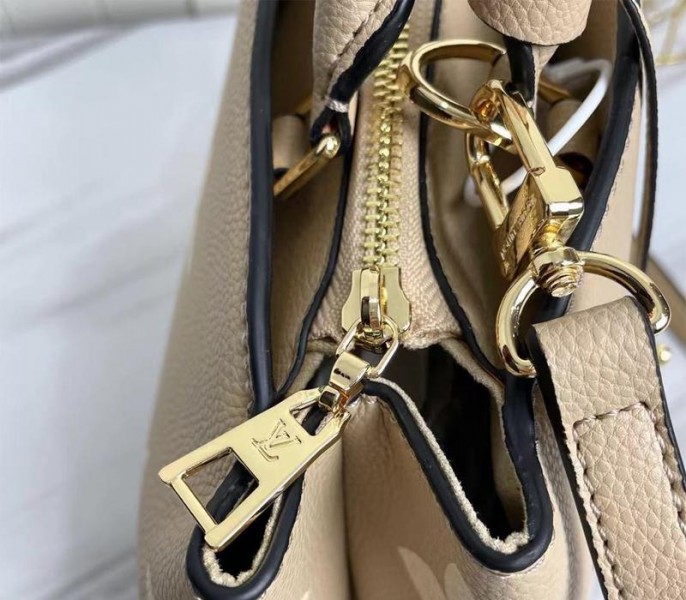 Louis Vuitton Bicolor Monogram Empreinte Leather Petit Palais Handbag In Tourterelle Gray And Cream - Image 7