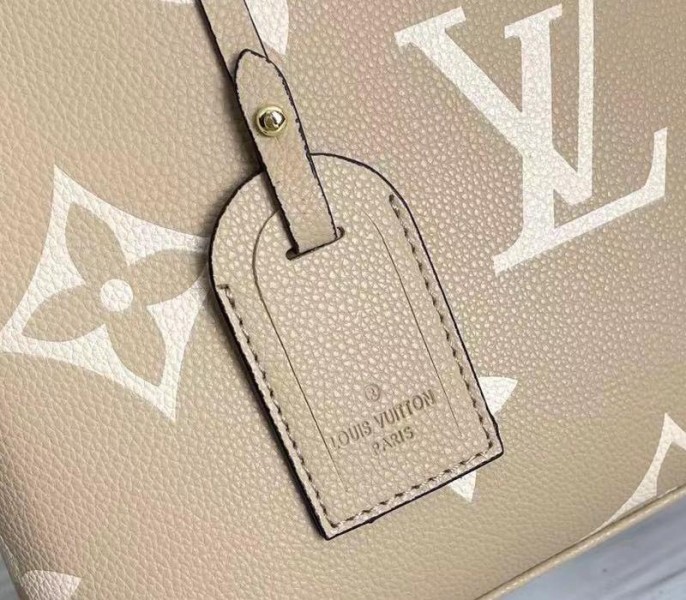 Louis Vuitton Bicolor Monogram Empreinte Leather Petit Palais Handbag In Tourterelle Gray And Cream - Image 9