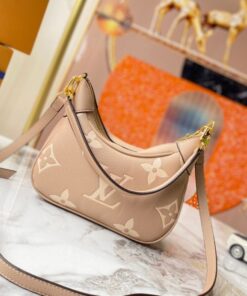 Louis Vuitton Bicolor Monogram Empreinte Leather Bagatelle Mini Hobo In Tourterelle Gray