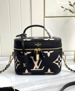 Louis Vuitton Bicolor Monogram Empreinte Vanity PM Bag In Black And Beige