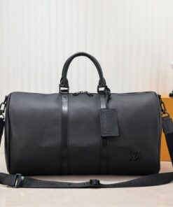 Louis Vuitton Aerogram Keepall Bandouliere 50 Travel Bag In Black