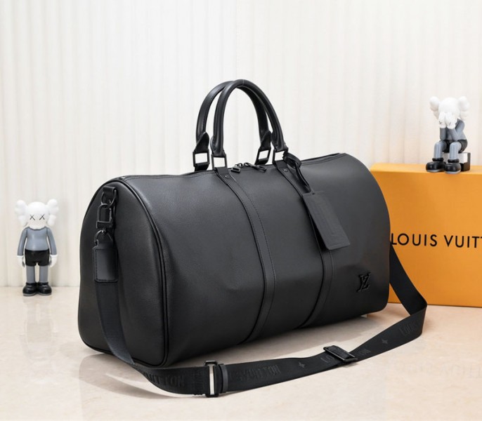 Louis Vuitton Aerogram Keepall Bandouliere 50 Travel Bag In Black - Image 2