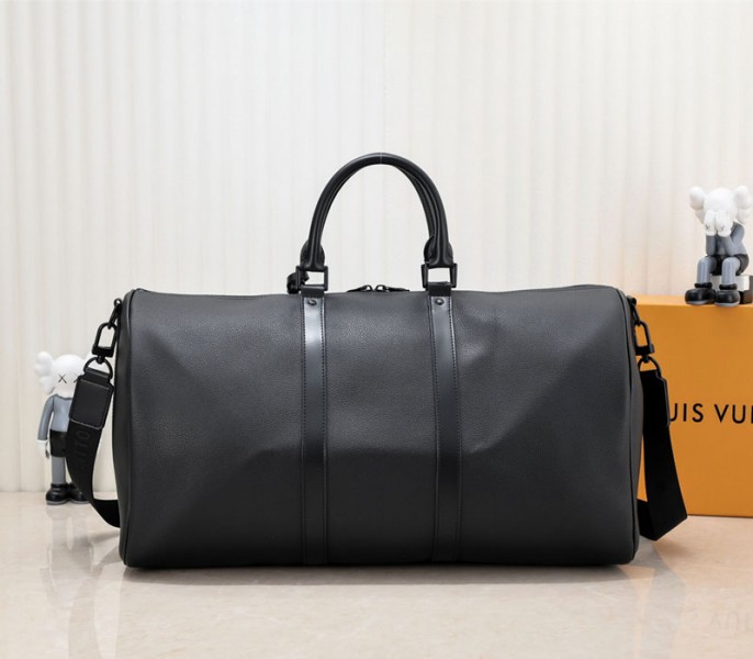 Louis Vuitton Aerogram Keepall Bandouliere 50 Travel Bag In Black - Image 3