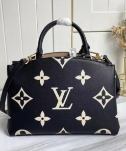 Louis Vuitton Bicolor Monogram Empreinte Leather Petit Palais Handbag In Black And Beige