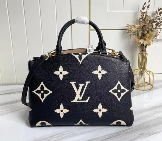 Louis Vuitton Bicolor Monogram Empreinte Leather Petit Palais Handbag In Black And Beige - Image 3