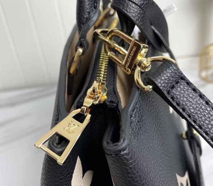 Louis Vuitton Bicolor Monogram Empreinte Leather Petit Palais Handbag In Black And Beige - Image 7