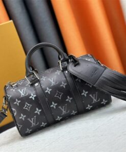 Louis Vuitton Brushed Monogram Keepall Bandouliere 25 City Bag In Black