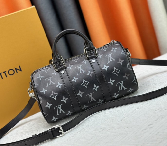 Louis Vuitton Brushed Monogram Keepall Bandouliere 25 City Bag In Black - Image 4