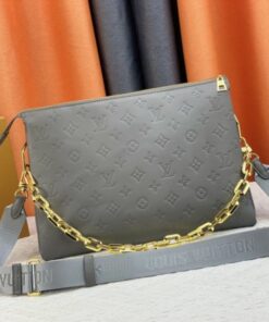 Louis Vuitton Coussin MM Bag In Gray With Jacquard Strap
