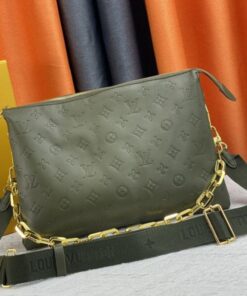 Louis Vuitton Coussin MM Bag In Khaki With Jacquard Strap