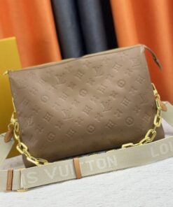 Louis Vuitton Coussin MM Bag In Taupe With Jacquard Strap