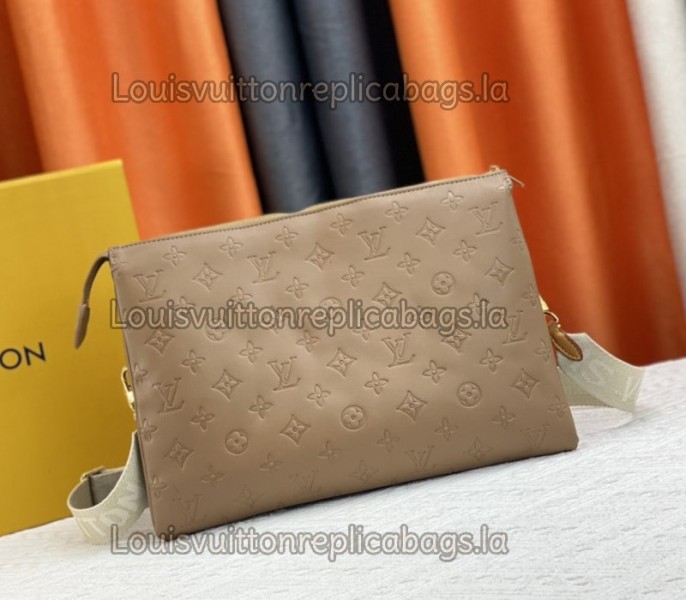 Louis Vuitton Coussin MM Bag In Taupe With Jacquard Strap - Image 3