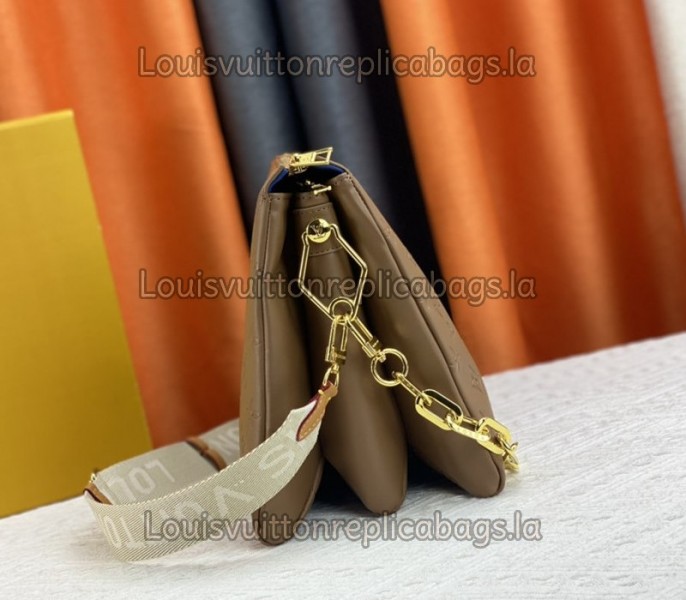 Louis Vuitton Coussin MM Bag In Taupe With Jacquard Strap - Image 4