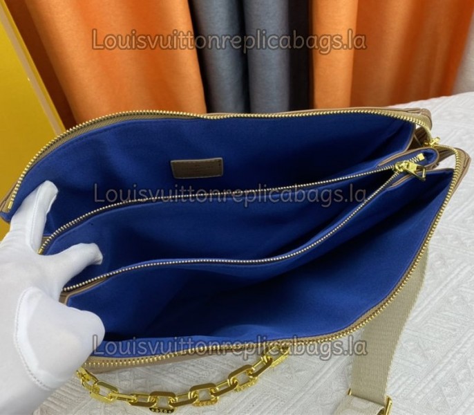 Louis Vuitton Coussin MM Bag In Taupe With Jacquard Strap - Image 6