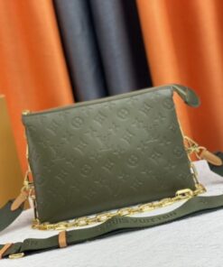 Louis Vuitton Coussin PM Bag In Khaki With Jacquard Strap