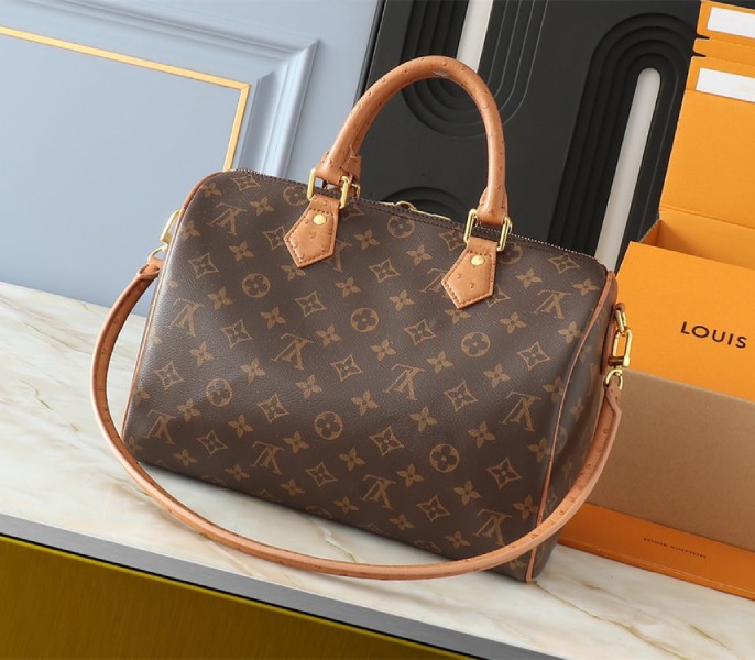 Louis Vuitton Monogram Canvas Soft Speedy 30 Boho Handbag In Tan - Image 2