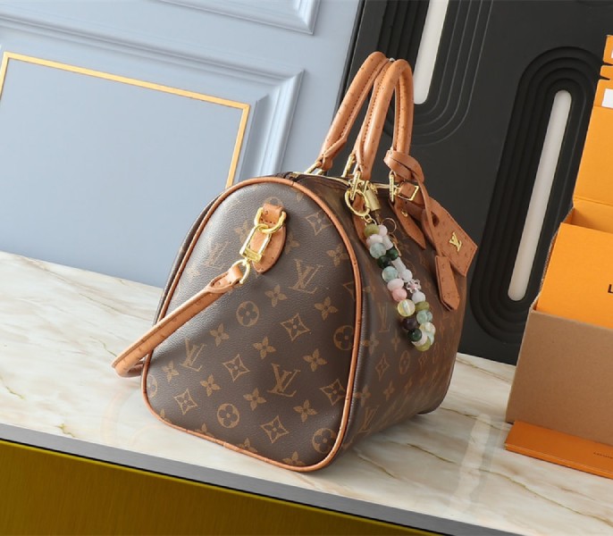 Louis Vuitton Monogram Canvas Soft Speedy 30 Boho Handbag In Tan - Image 3