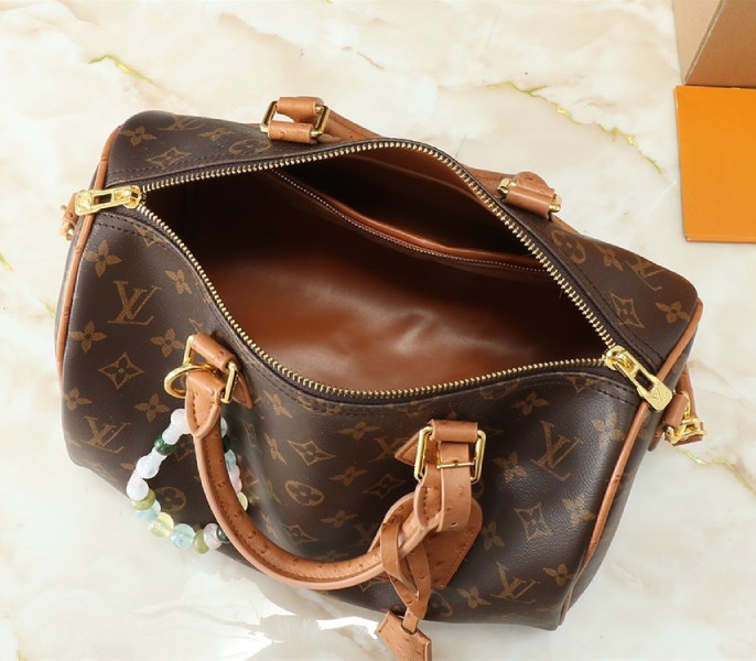 Louis Vuitton Monogram Canvas Soft Speedy 30 Boho Handbag In Tan - Image 5
