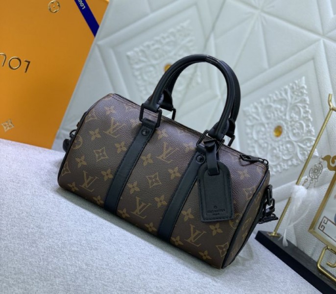 Louis Vuitton Monogram Canvas Keepall Bandouliere 25 In Black - Image 2