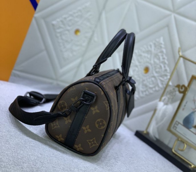 Louis Vuitton Monogram Canvas Keepall Bandouliere 25 In Black - Image 5