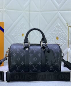 Louis Vuitton Monogram Eclipse Canvas Keepall Bandouliere 25 Travel Bag