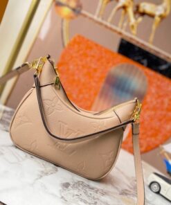 Louis Vuitton Monogram Empreinte Leather Bagatelle Mini Hobo In Beige