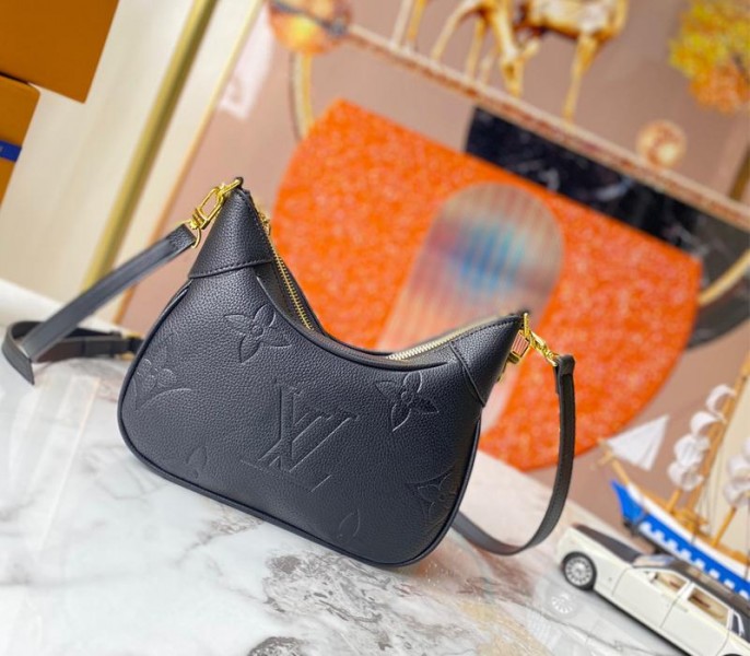 Louis Vuitton Monogram Empreinte Leather Bagatelle Mini Hobo In Black - Image 2