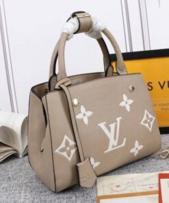 Alternative view of Replica Louis Vuitton Monogram Empreinte Montaigne BB Bag In Tourterelle Gray