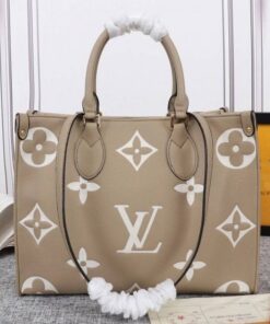 Louis Vuitton Monogram Empreinte OnTheGo MM Tote In Tourterelle Gray