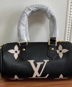 Louis Vuitton Monogram Empreinte Papillon BB Bag In Black And Beige