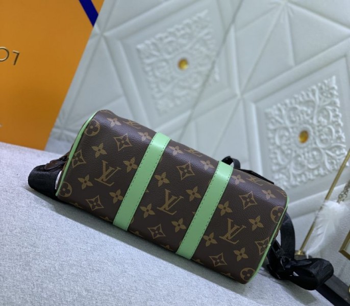 Louis Vuitton Monogram Macassar Canvas Keepall Bandouliere 25 In Minty Green - Image 4