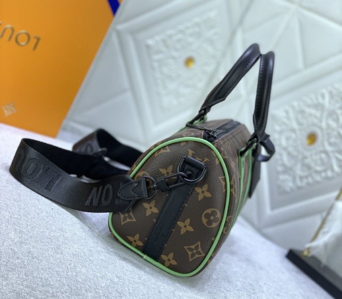 Louis Vuitton Monogram Macassar Canvas Keepall Bandouliere 25 In Minty Green - Image 5