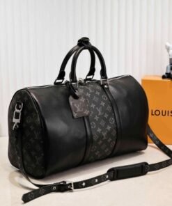 Alternative view of Louis Vuitton Taiga Leather Keepall Bandouliere 50 Travel Bag In Black