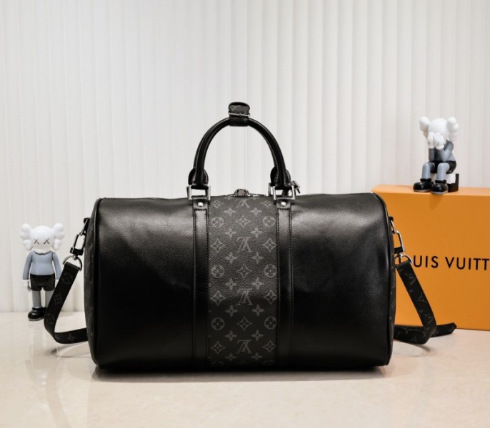 Louis Vuitton Taiga Leather Keepall Bandouliere 50 Travel Bag In Black - Image 3