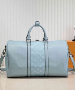 Louis Vuitton Taiga Leather Keepall Bandouliere 50 Travel Bag In Miami Green