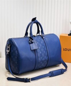 Alternative view of Louis Vuitton Taiga Leather Keepall Bandouliere 50 Travel Bag In Navy Blue