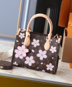 X TM Monogram Canvas Onthego PM With Cherry Blossom